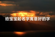 给宝宝起名字寓意好的字(宝宝名字大全好听寓意好的)