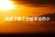 给孩子取个比较幸运的小名—《幸运宝贝：男孩名字里的美好寓意》