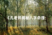 《孔老师揭秘八字命理：人生运势的智慧之门》