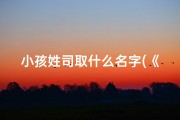 小孩姓司取什么名字(《司姓宝宝取名：创意无限，寓意美好》)