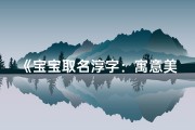 《宝宝取名淳字：寓意美好，如何巧妙搭配？》