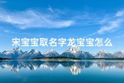 宋宝宝取名字龙宝宝怎么取,宋女宝宝