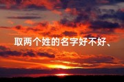 取两个姓的名字好不好、《双姓交融，传承新篇章——我为宝宝取名记》