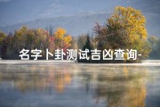 名字卜卦测试吉凶查询-《姓名吉凶卜卦：揭秘命运奥秘》