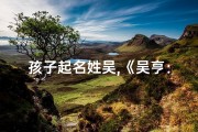 孩子起名姓吴,《吴亨：寓意吉祥，前程似锦的宝宝名字》