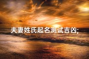 夫妻姓氏起名测试吉凶;夫妻俩姓名测试