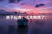 孩子起名、《太响亮了：小孩名字的独特魅力》