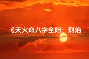 《天火命八字全阳：烈焰人生传奇》