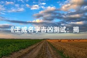 《王威名字吉凶测试：揭秘命运之谜》