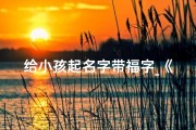 给小孩起名字带福字_《福满童年：精选带福字的宝宝名字》