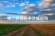 给小孩起名李汐瑶好吗