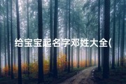 给宝宝起名字邓姓大全(五行属金有深意的邓姓男孩名字有哪些)
