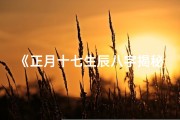 《正月十七生辰八字揭秘，探寻命运之谜》