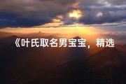 《叶氏取名男宝宝，精选二字佳名大全》