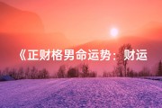 《正财格男命运势：财运亨通，事业兴旺》