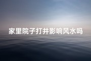 家里院子打井影响风水吗,家里院子打井好不好