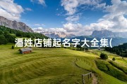 潘姓店铺起名字大全集(姓潘的男孩名字 )