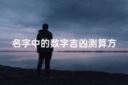 名字中的数字吉凶测算方法、名字对应数字算命
