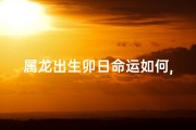 属龙出生卯日命运如何,属龙出生卯日命运如何呢