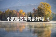 小孩起名叫鸣骏好吗-《鸣骏童声，骏马奔腾，寓意美好未来》