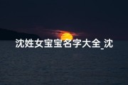 沈姓女宝宝名字大全_沈姓龙宝宝：传承龙脉，绽放璀璨光芒
