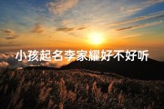 小孩起名李家耀好不好听,李佳耀的名字