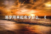 洺字用来起名字好么、《洺字龙宝宝取名：寓意吉祥的宝宝名字精选》