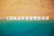 《郑姓龙年宝宝男孩名字精选大全，寓意吉祥》