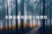 名典车牌号吉凶一测便知