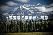 《宝宝取名李彬彬：寓意美好，寓意吉祥》