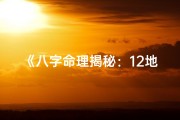 《八字命理揭秘：12地支金之奥秘解析》
