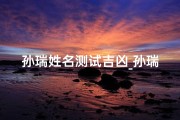 孙瑞姓名测试吉凶_孙瑞姓名吉凶测试：揭秘命运密码