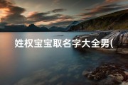 姓权宝宝取名字大全男(2025年姓蔡男宝宝取名字大全免费)