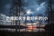 小孩起名字最好听的(小孩起名字最好听的字有哪些)