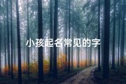 小孩起名常见的字