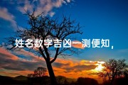 姓名数字吉凶一测便知，运势揭秘
