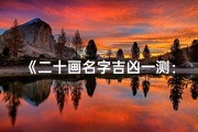 《二十画名字吉凶一测：揭秘命运密码，开启幸福人生》