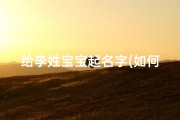 给李姓宝宝起名字(如何给李姓宝宝起名字啊)
