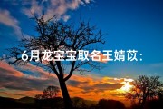 6月龙宝宝取名王婧苡：寓意美好，吉祥如意的名字推荐