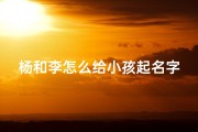 杨和李怎么给小孩起名字、杨李夫妇育儿趣事：宝宝名字大PK