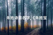 朱姓诗意名字,《朱姓宝宝取名：古诗文中的诗意盎然佳名精选》