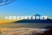 小孩取名字寓意身体健康,起名字大全男孩寓意健康