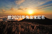 给2025年兔宝宝起名字(2025年属兔邵姓男宝宝取名宜用字有哪些)