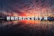 爸爸姓蒋的宝宝名字;蒋姓宝宝起名：传承家姓，智慧成长新篇章