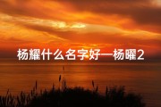 杨耀什么名字好—杨曜2021：闪耀未来的名字之光