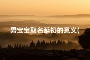 男宝宝取名延初的意义(《延初：传承初生之光，寓意美好未来》)