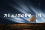 刘什么琪男孩名字—《刘祺宝宝：温馨祝福，美好名字揭晓》