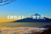 《诗句占卜：一测吉凶，揭秘命运之谜》