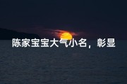 陈家宝宝大气小名，彰显男孩非凡气质