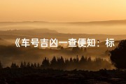 《车号吉凶一查便知：标准图表查询指南》